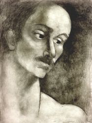 Untitled (mustached man) 1970s  etching.