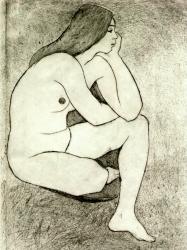 Untitled (seated nude) 1970s etching.