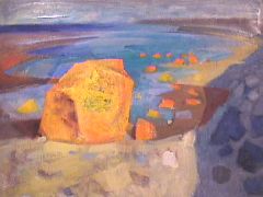 Beach with Orange Rocks  1960s  oil.