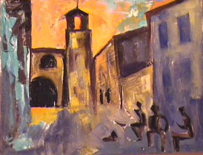 Street In Alba  1957  oil.