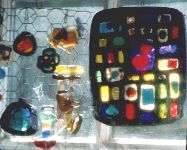 Stained glass ornaments.  1970s.
